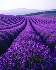 Fototapeta premium Aerial View of Blooming Lavender Field