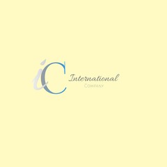 Elegant international company logo design on soft pastel background.