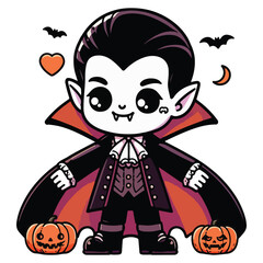 Happy Halloween Day cute dracula spooky ghost, festival illustration elements for decoration, prints. Cartoon scary evil character