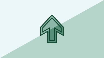 Geometric Arrow and Letter Design on Green Background