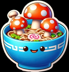 Food vector illustration of mushrooms in a bowl