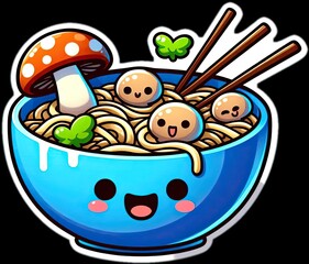 Food vector illustration of mushrooms in a bowl