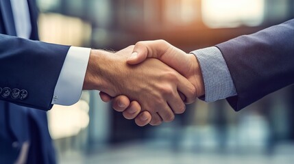 Businessmen Shaking Hands in Corporate Meeting - Professional Partnership Agreement