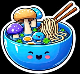 Food vector illustration of mushrooms in a bowl