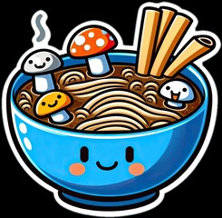 Food vector illustration of mushrooms in a bowl