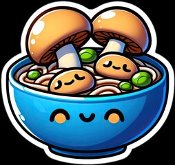 Food vector illustration of mushrooms in a bowl
