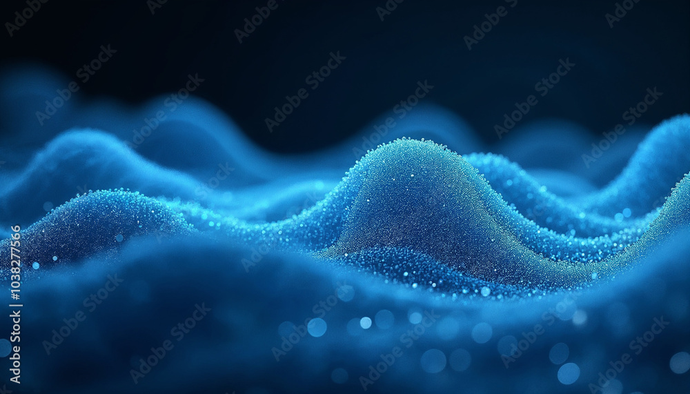 Poster an abstract futuristic background with connecting dots and lines on a dark blue canvas, depicting di