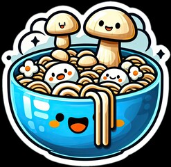 Food vector illustration of mushrooms in a bowl