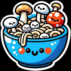 Food vector illustration of mushrooms in a bowl