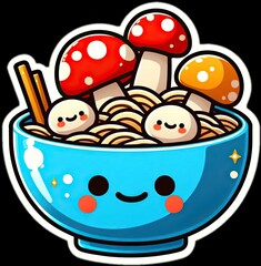 Food vector illustration of mushrooms in a bowl