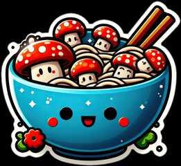 Food vector illustration of mushrooms in a bowl