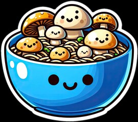 Food vector illustration of mushrooms in a bowl