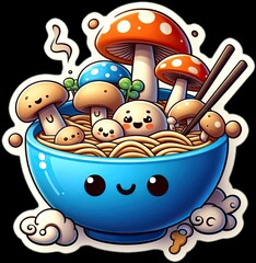 Food vector illustration of mushrooms in a bowl