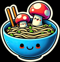 Food vector illustration of mushrooms in a bowl