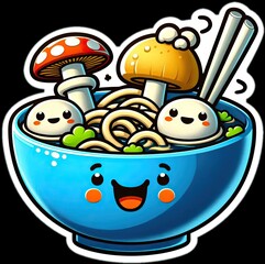 Food vector illustration of mushrooms in a bowl