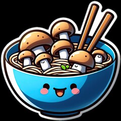 Food vector illustration of mushrooms in a bowl