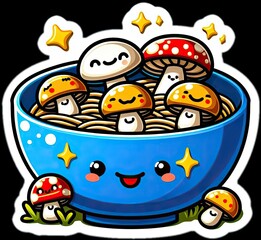 Food vector illustration of mushrooms in a bowl