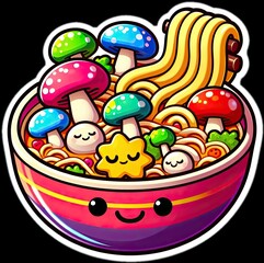 Food vector illustration of mushrooms in a bowl
