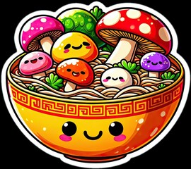 Food vector illustration of mushrooms in a bowl