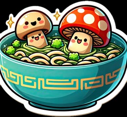 Food vector illustration of mushrooms in a bowl