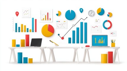 Visualizing business growth innovative data representation techniques for modern analytics in a vibrant office environment