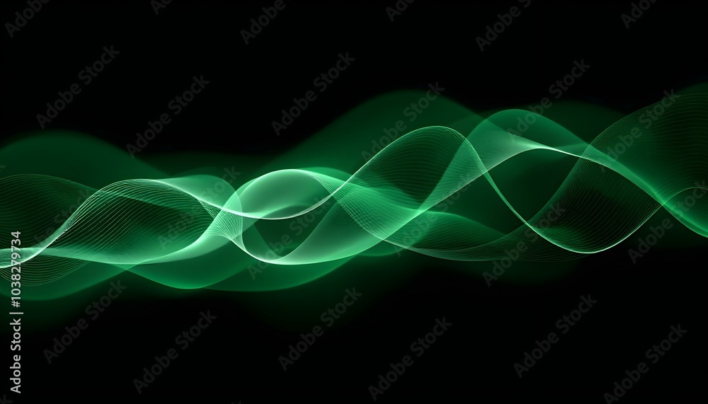 Wall mural abstract wave lines pattern dynamic colorful light flowing isolated on black background. concept of 