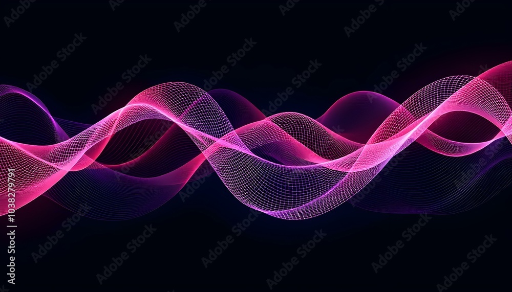 Wall mural abstract wave lines pattern dynamic colorful light flowing isolated on a black background. concept o