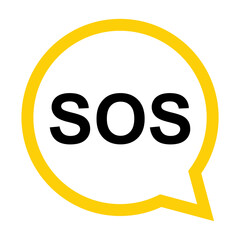 SOS help icon, safety support alert flat design, save vector illustration