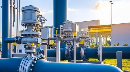 Pipeline Pump: A massive pump station with pipes branching out in all directions. The machinery is both powerful and intricate. 