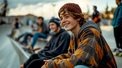 Joyful skater enjoying time at the skatepark