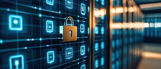 Obraz premium Data Encryption A visually striking image of data streams transformed into intricate patterns of encrypted symbols