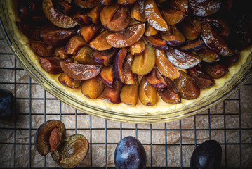 tarta ze śliwkami, jedzenie, ciastka, deser, pieczone, słodki, domowe, owoc, przepyszny, posiłek