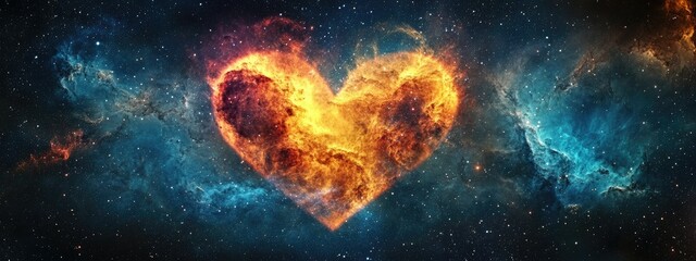 Obraz premium astro space heart nebula love concept background 