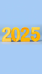 wooden blocks spell out 2025 on a light blue background