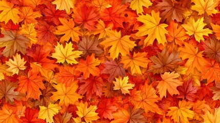 Beautiful orange and yellow autumn leaves banner background fallen maple leaves