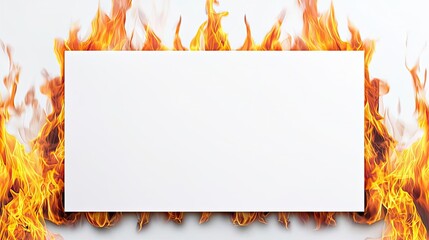A blank sign engulfed in flames, perfect for adding your own text or graphics. Ideal for dynamic marketing materials or creative advertising.