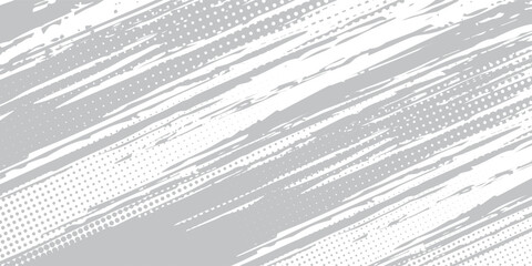 Obraz premium Black and white retro comic pop art background with halftone dots design, vector illustration template