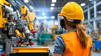 Worker observing industrial machinery