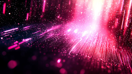 Obraz premium Abstract background with pink and white light streaks and sparkles.