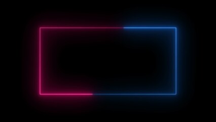 Neon rectangle colored frame. Neon lights horizontal sign.   Vector illustration..