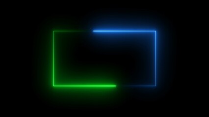 Neon rectangle colored frame. Neon lights horizontal sign.   Vector illustration..