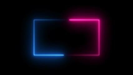 Neon rectangle colored frame. Neon lights horizontal sign.   Vector illustration..