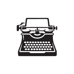 Typewriter vector icon set in solid style silhouette