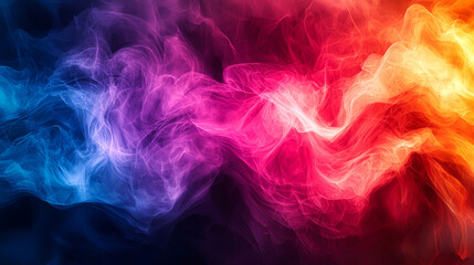 Abstract colorful smoke swirls on a black background.