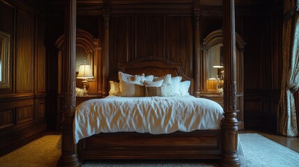 Elegant Rustic Bedroom with Warm Wood Accents