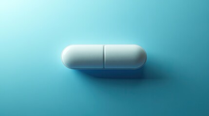 White medicine pill tablet float on blue