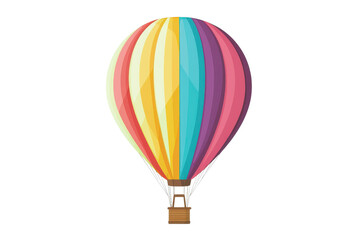 Fototapeta premium Colorful vector illustration of a hot air balloon with a rainbow-striped pattern, perfect for travel, adventure, and exploration themes.