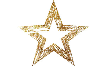 Creative gold star with textured design, perfect for holiday decorations, awards, and festive themes.
