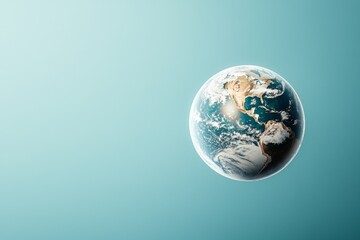 A vibrant, digital illustration of Earth, highlighting its oceans and landmasses against a soft, gradient background.