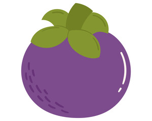 Fruit Mangosteen in cartoon hand drawn simple style. Editable variable color